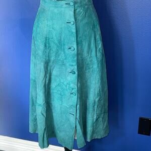 Vintage Pioneer Wear Turquoise Suede Skirt – Western Classic – Size 12 (S/M)